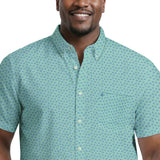 BIG & TALL BREEZE S/S PRINTED BUTTON-DOWN SHIRT - CABBAGE