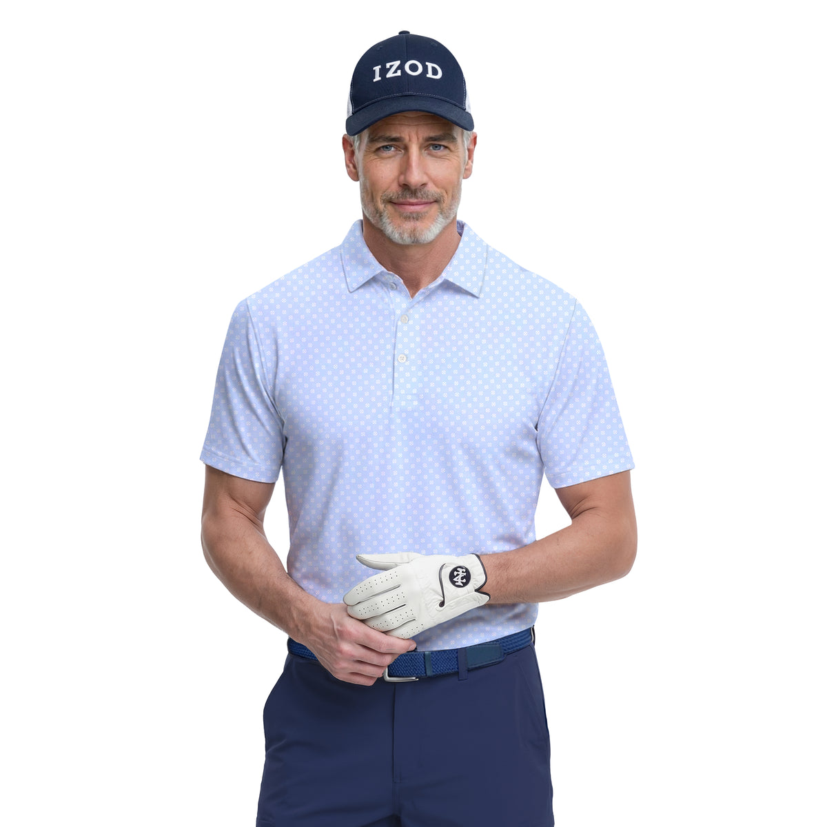 Short De Golf IZOD Homme Taille 34 - Bleu Ardoise - Plat Devant - Performance - Neuf