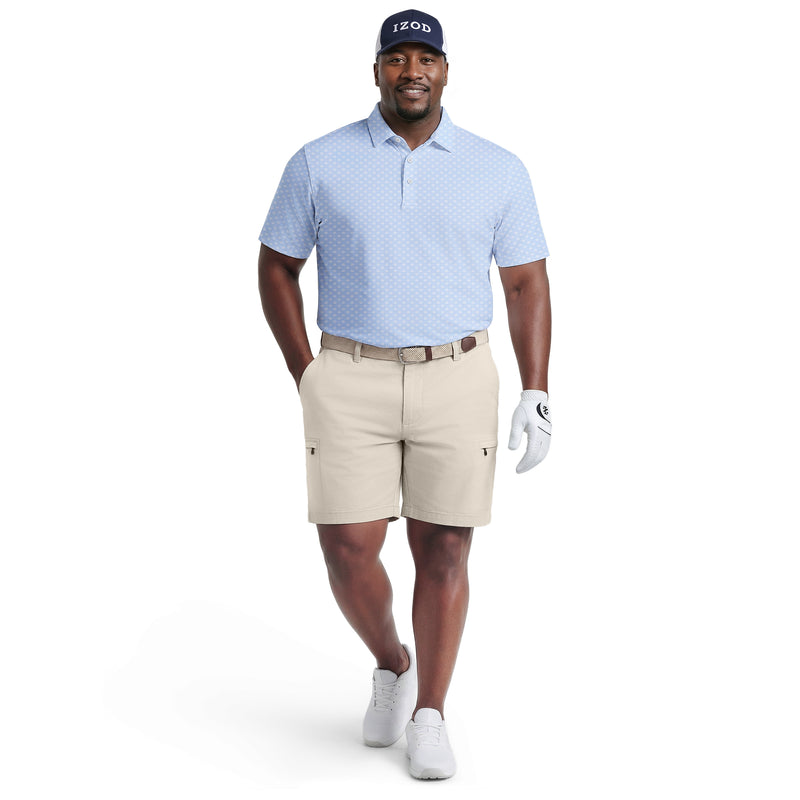 BIG & TALL GOLF SWINGFLEX ELITE PRINTED POLO - PLACID BLUE – IZOD