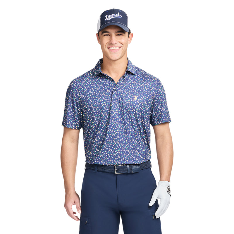 GOLF SWINGFLEX ELITE PRINTED POLO - MEDIEVAL BLUE – IZOD