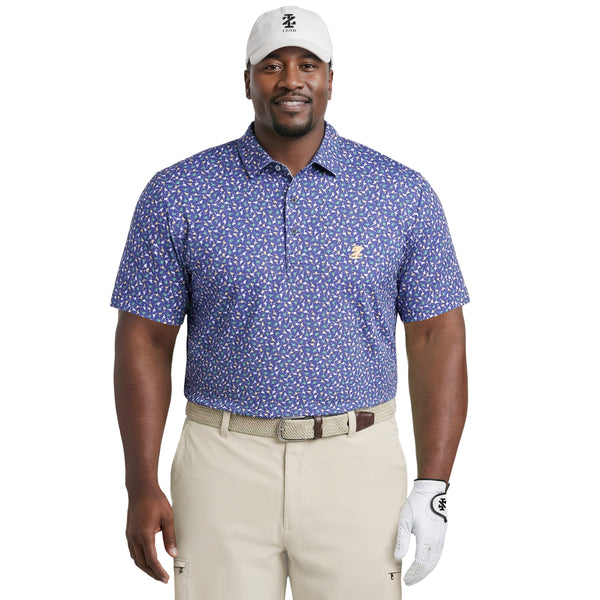 BIG & TALL GOLF SWINGFLEX ELITE PRINTED POLO - MEDIEVAL BLUE – IZOD