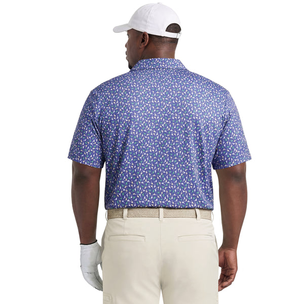 BIG & TALL GOLF SWINGFLEX ELITE PRINTED POLO - MEDIEVAL BLUE – IZOD