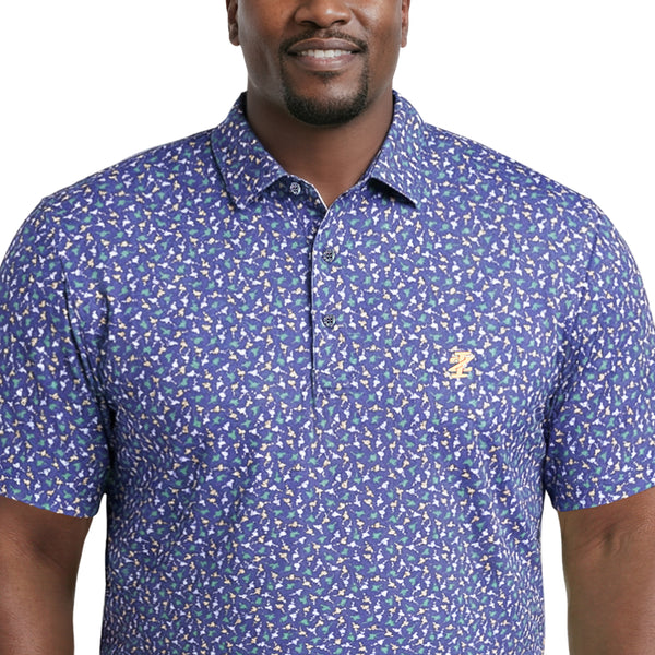 BIG & TALL GOLF SWINGFLEX ELITE PRINTED POLO - MEDIEVAL BLUE – IZOD