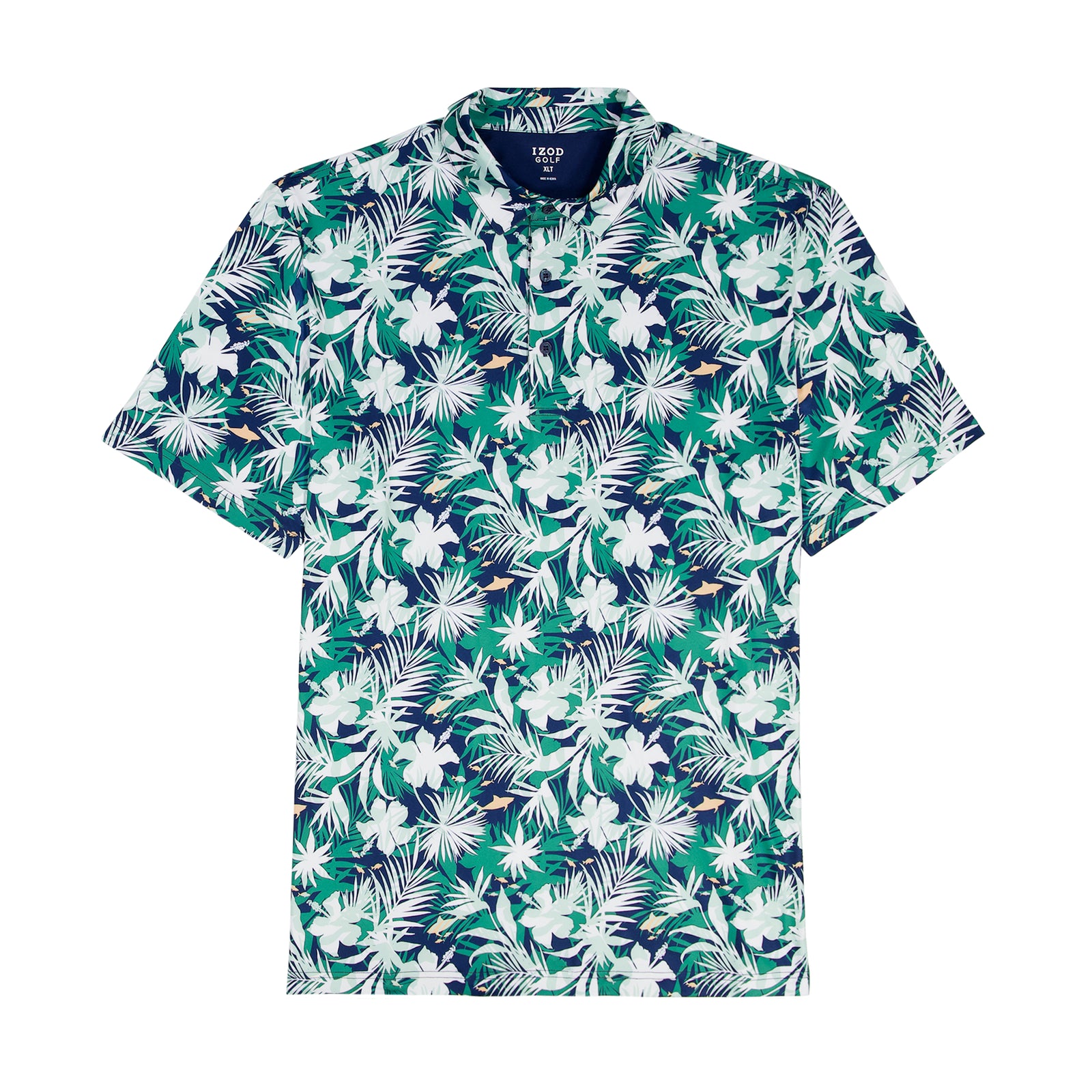 BIG & TALL GOLF SWINGFLEX ELITE PRINTED POLO - FIR – IZOD