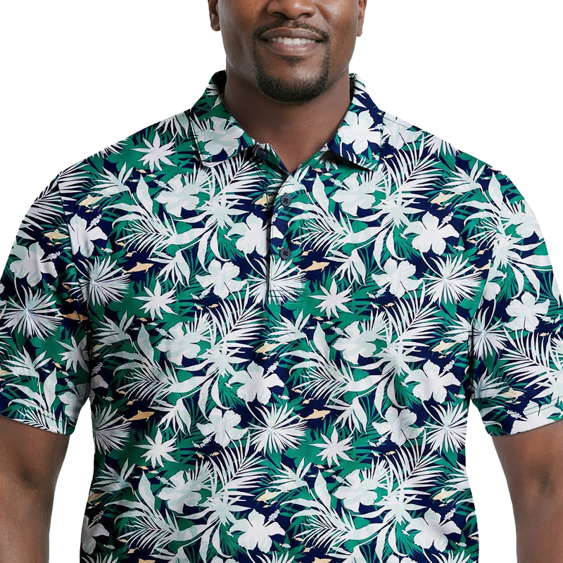 BIG & TALL GOLF SWINGFLEX ELITE PRINTED POLO - FIR – IZOD