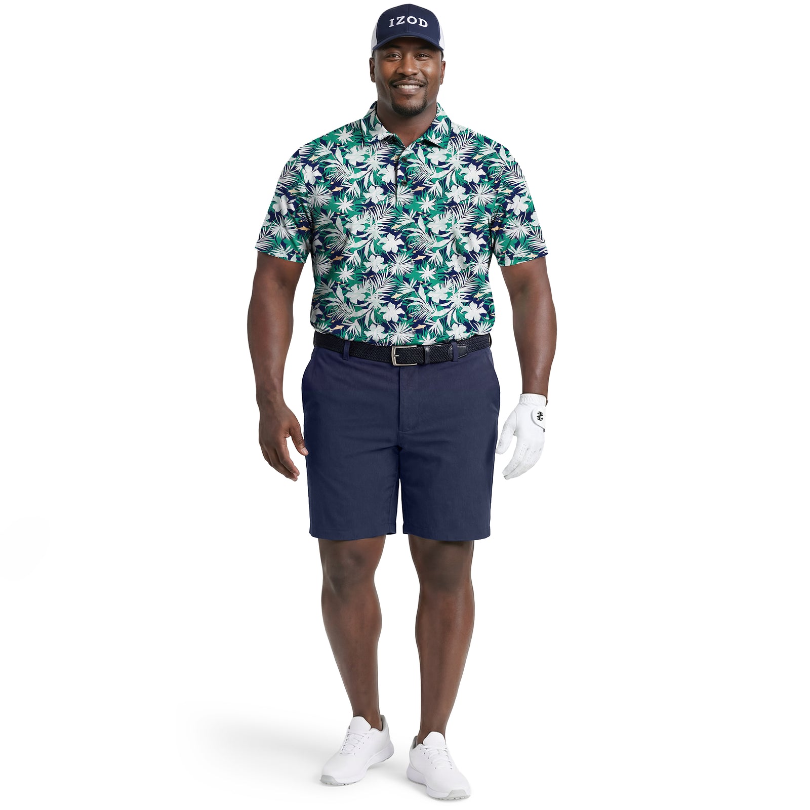 BIG & TALL GOLF SWINGFLEX ELITE PRINTED POLO - FIR – IZOD