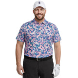 BIG & TALL GOLF SWINGFLEX ELITE PRINTED POLO - BRIGHT COBALT