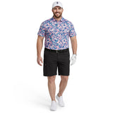 BIG & TALL GOLF SWINGFLEX ELITE PRINTED POLO - BRIGHT COBALT