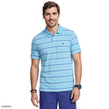 ADVANTAGE PERFORMANCE STRIPED POLO - PEACOCK BLUE
