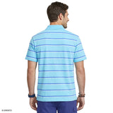 ADVANTAGE PERFORMANCE STRIPED POLO - PEACOCK BLUE