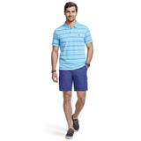 ADVANTAGE PERFORMANCE STRIPED POLO - PEACOCK BLUE