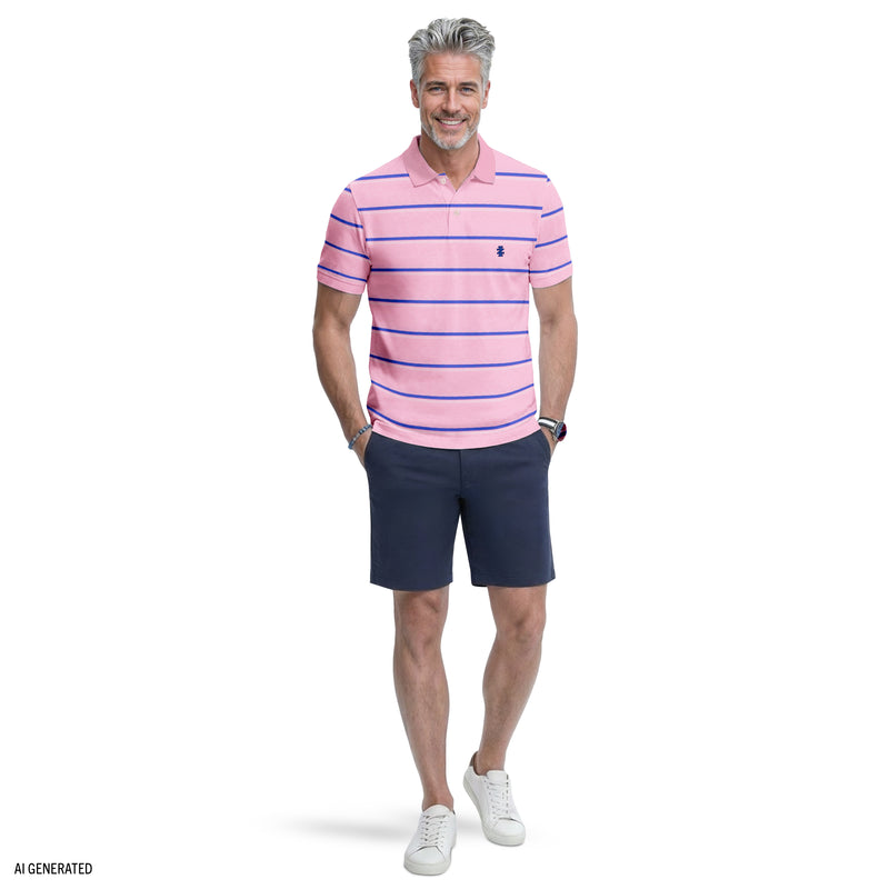 ADVANTAGE PERFORMANCE STRIPED POLO - SACHET PINK – IZOD