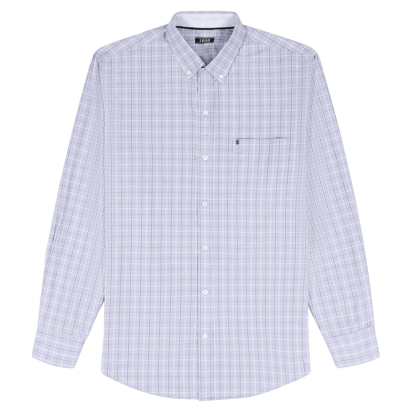 PERFORMANCE COMFORT L/S PLAID BUTTON-DOWN SHIRT - CHAMBRAY BLUE – IZOD