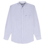 PERFORMANCE COMFORT L/S PLAID BUTTON-DOWN SHIRT - CHAMBRAY BLUE