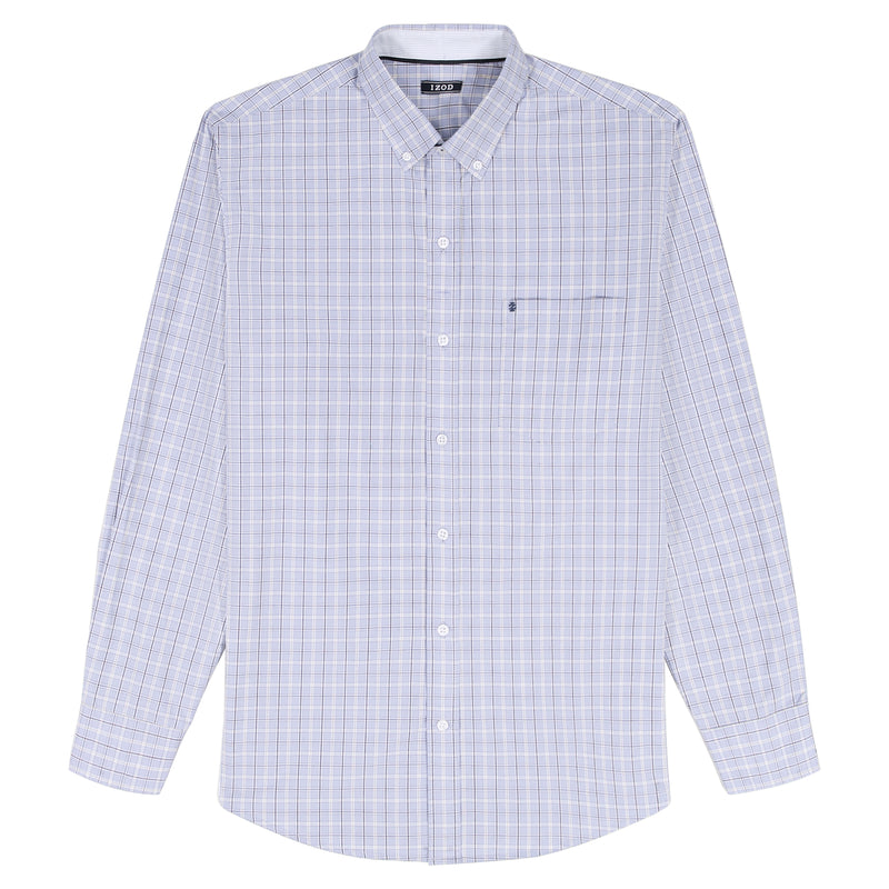 PERFORMANCE COMFORT L/S PLAID BUTTON-DOWN SHIRT - CHAMBRAY BLUE – IZOD