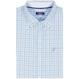 PERFORMANCE COMFORT L/S PLAID BUTTON-DOWN SHIRT - TANAGER TURQUOISE