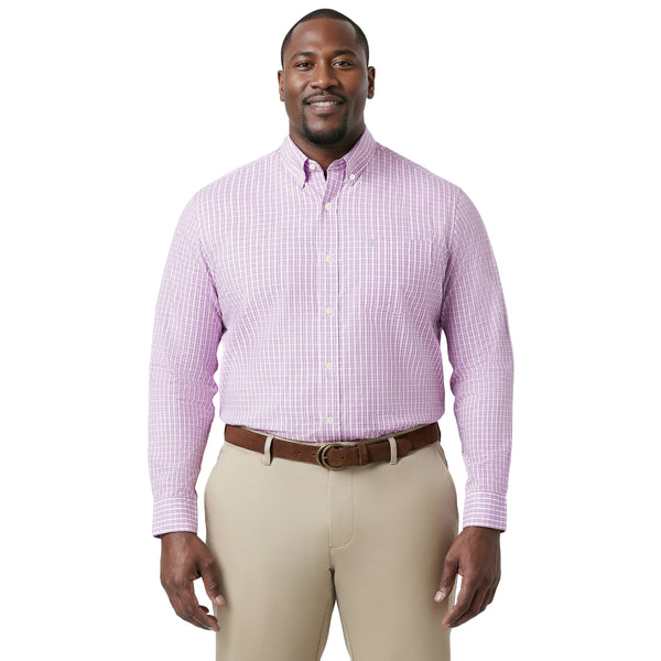 BIG & TALL PERFORMANCE COMFORT L/S BUTTON-DOWN SHIRT - PINK
