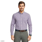 Izod Mens Shirt Performance Comfort Long Sleeve Plaid Shirt Purple 
