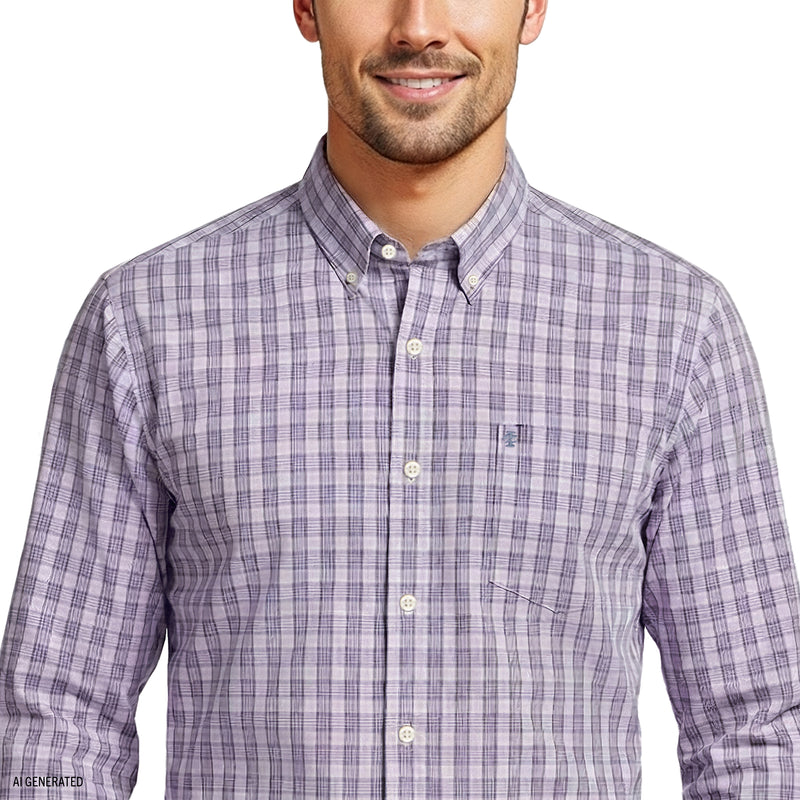 トップス MAZZ t-shirt White/purple check Performance Comfort L/S Plaid Shirt - English Lavender – IZOD