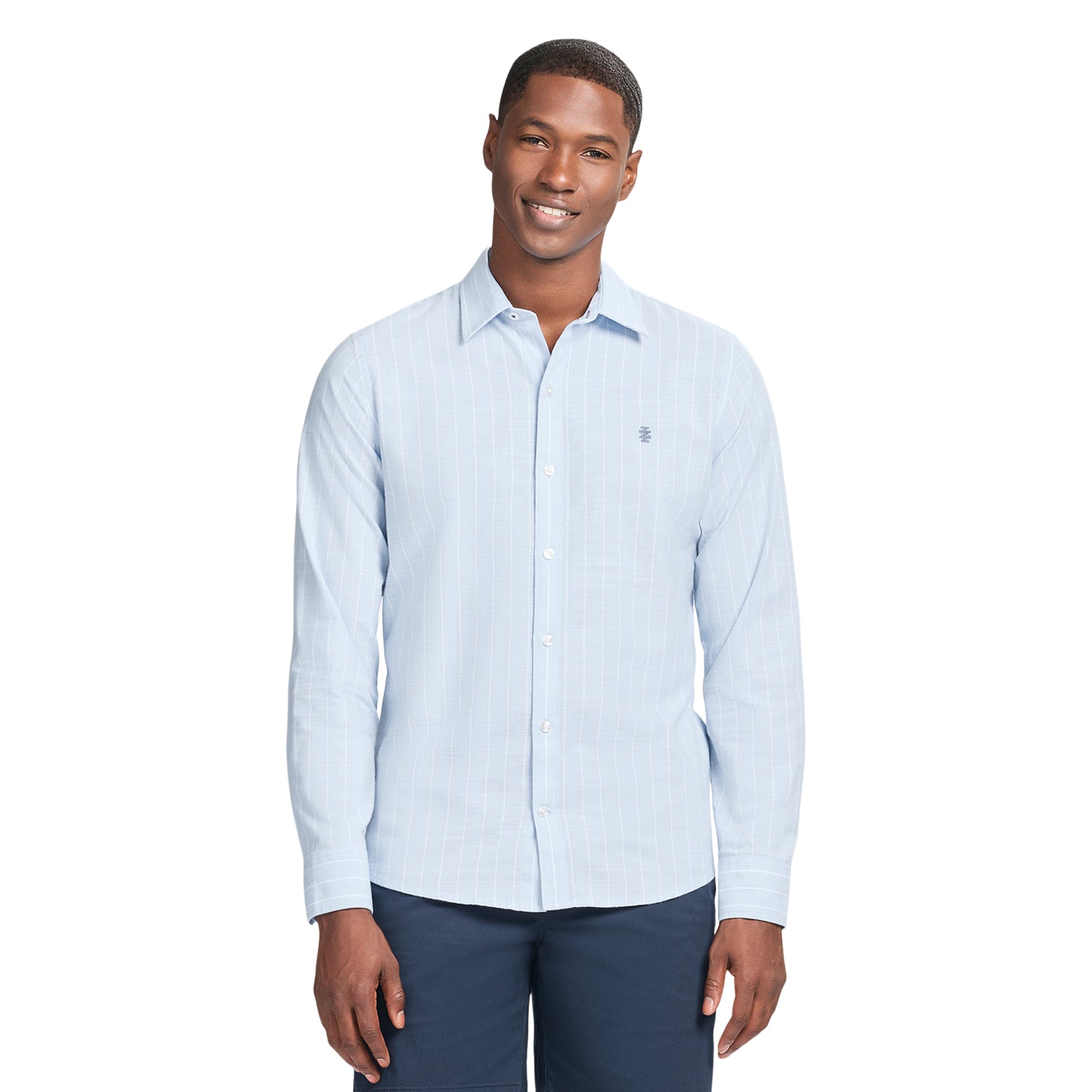 LUXURY SPORT L/S STRIPED SHIRT - CHAMBRAY BLUE – IZOD