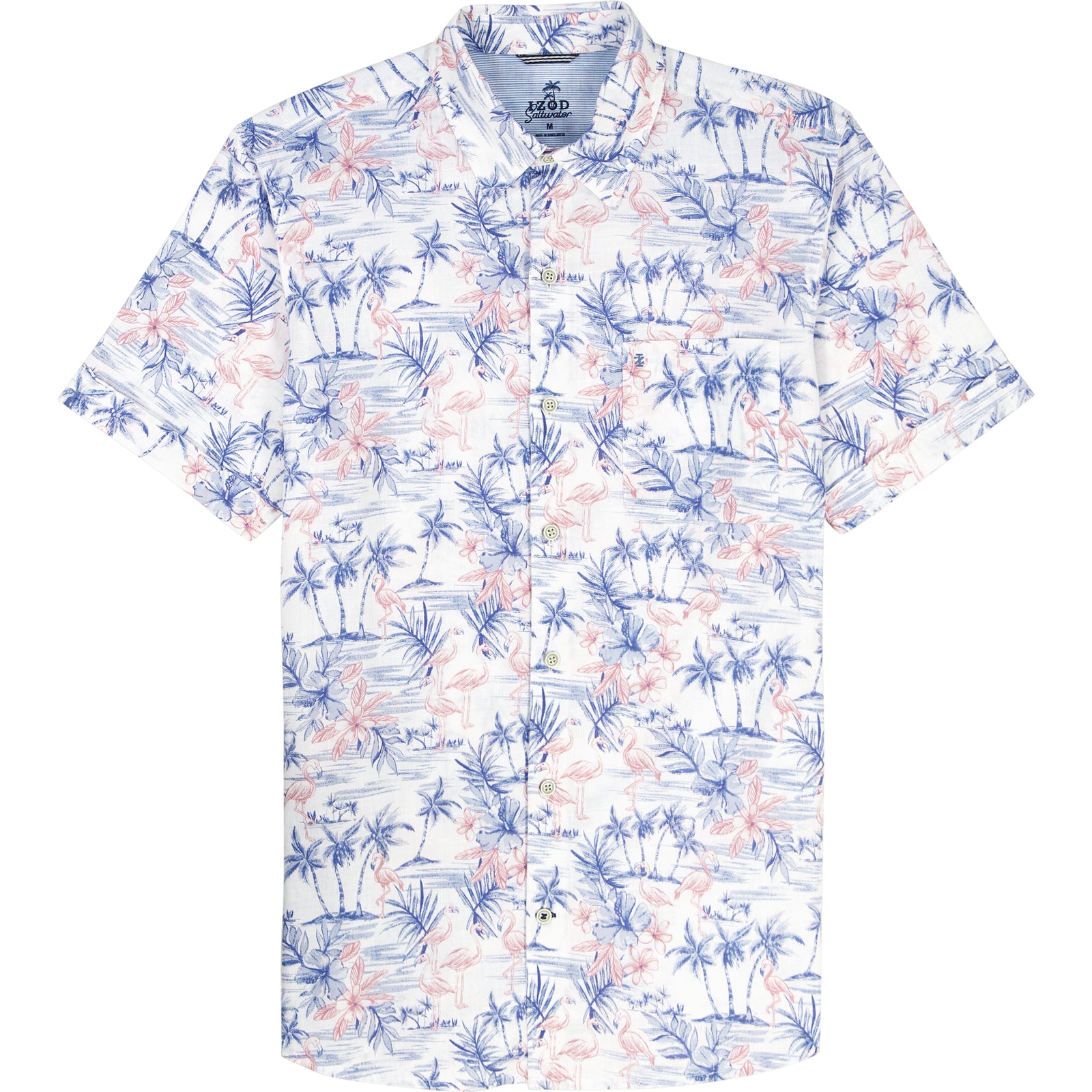 DOCKSIDE CHAMBRAY S/S PRINTED BUTTON-DOWN SHIRT - BRIGHT WHITE – IZOD