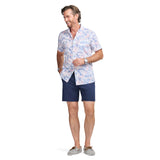 DOCKSIDE CHAMBRAY S/S PRINTED BUTTON-DOWN SHIRT - BRIGHT WHITE