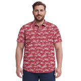 BIG & TALL SUNSHIELD PERFORMANCE S/S PRINTED BUTTON-DOWN SHIRT - HOLLY BERRY