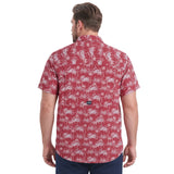 BIG & TALL SUNSHIELD PERFORMANCE S/S PRINTED BUTTON-DOWN SHIRT - HOLLY BERRY