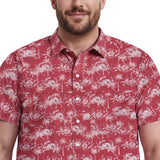 BIG & TALL SUNSHIELD PERFORMANCE S/S PRINTED BUTTON-DOWN SHIRT - HOLLY BERRY