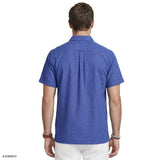 LUXURY S/S BUTTON-DOWN SHIRT - MEDIEVAL BLUE