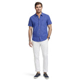 LUXURY S/S BUTTON-DOWN SHIRT - MEDIEVAL BLUE
