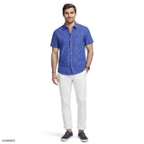 LUXURY S/S BUTTON-DOWN SHIRT - MEDIEVAL BLUE