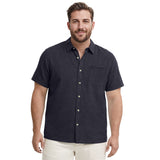 BIG & TALL LUXURY S/S BUTTON-DOWN SHIRT - BLACK