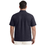 BIG & TALL LUXURY S/S BUTTON-DOWN SHIRT - BLACK