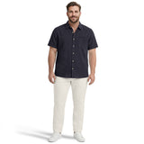 BIG & TALL LUXURY S/S BUTTON-DOWN SHIRT - BLACK