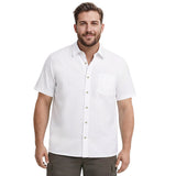 BIG & TALL LUXURY S/S BUTTON-DOWN SHIRT - BRIGHT WHITE