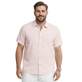 BIG & TALL LUXURY S/S BUTTON-DOWN SHIRT - CROCKERY