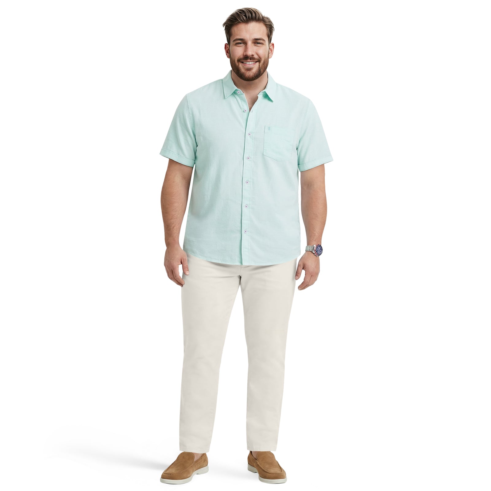 Big & Tall Luxury S/S Button-Down Shirt - Wasabi – IZOD