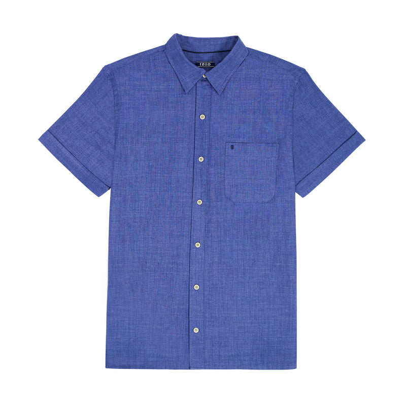 BIG & TALL LUXURY S/S BUTTON-DOWN SHIRT - MEDIEVAL BLUE – IZOD