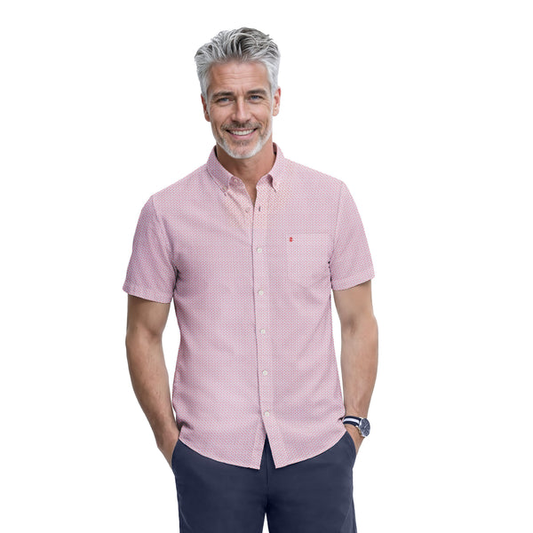 BREEZE S/S PRINTED BUTTON-DOWN SHIRT - PINK LEMONADE – IZOD