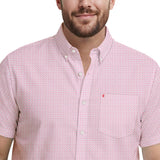 BIG & TALL BREEZE S/S PRINTED BUTTON-DOWN SHIRT - PINK LEMONADE