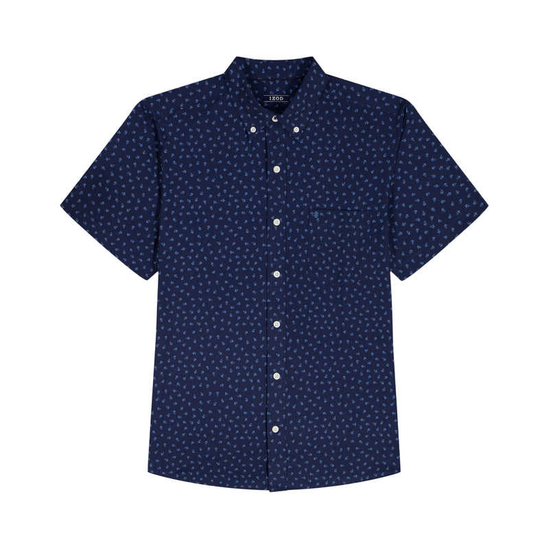 BREEZE S/S PRINTED BUTTON-DOWN SHIRT - LICHEN BLUE – IZOD