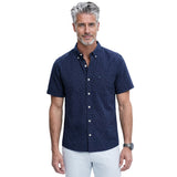 BREEZE S/S PRINTED BUTTON-DOWN SHIRT - LICHEN BLUE