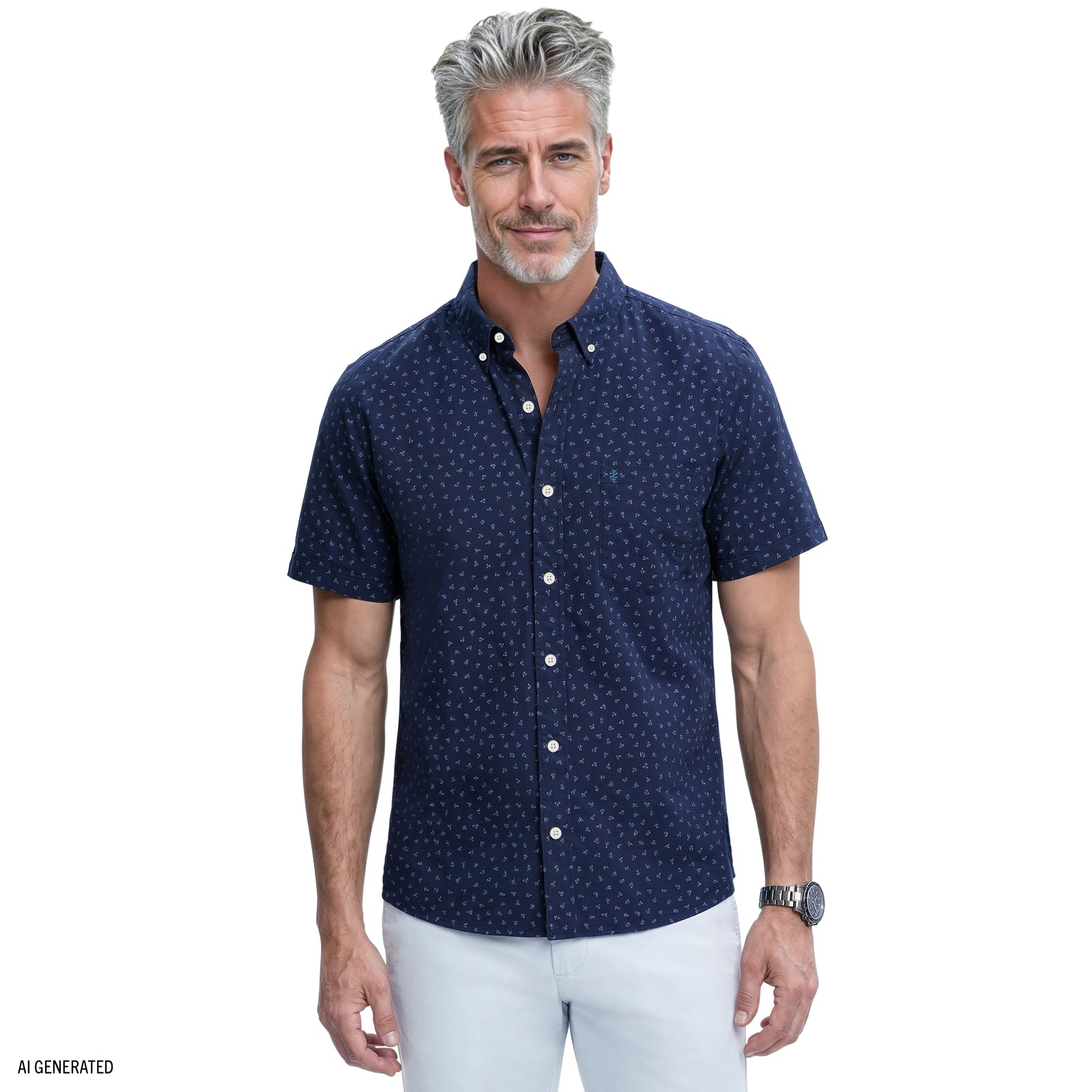 BREEZE S/S PRINTED BUTTON-DOWN SHIRT - LICHEN BLUE – IZOD