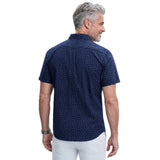BREEZE S/S PRINTED BUTTON-DOWN SHIRT - LICHEN BLUE