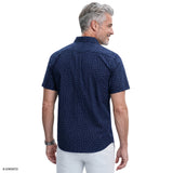 BREEZE S/S PRINTED BUTTON-DOWN SHIRT - LICHEN BLUE