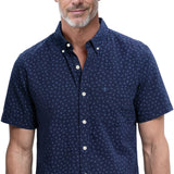 BREEZE S/S PRINTED BUTTON-DOWN SHIRT - LICHEN BLUE