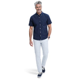 BREEZE S/S PRINTED BUTTON-DOWN SHIRT - LICHEN BLUE