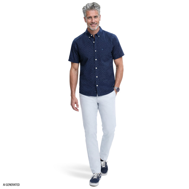 Breeze S/S Printed Button-Down Shirt - Lichen Blue – IZOD
