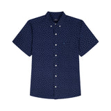 BIG & TALL BREEZE S/S PRINTED BUTTON-DOWN SHIRT - LICHEN BLUE